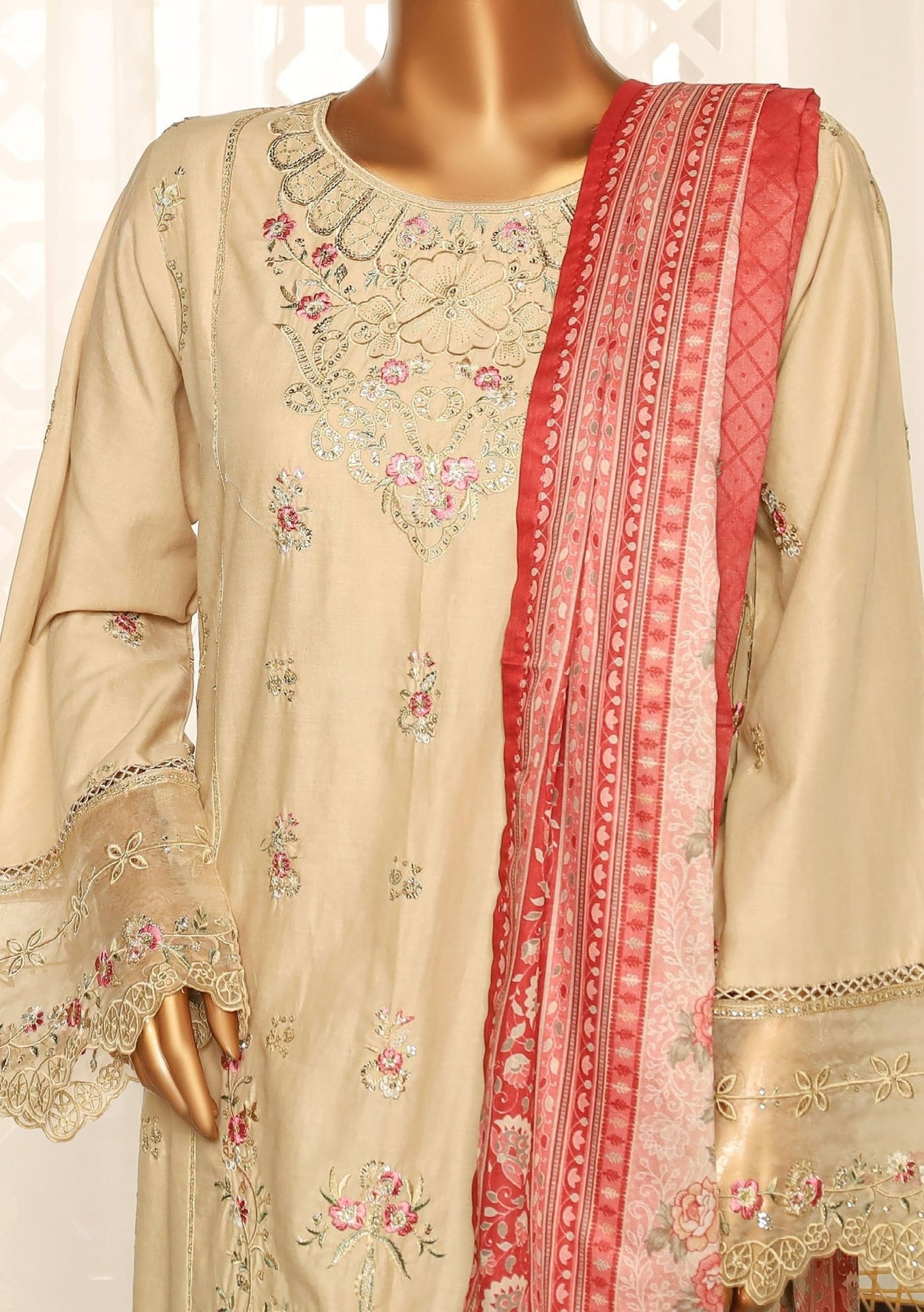 Bin Saeed Ready Made Embroidered Cotton Dress - db29347