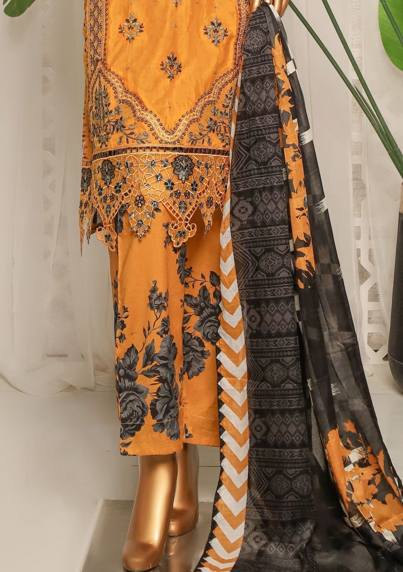 Bin Saeed Ready Made Embroidered Cotton Dress - db29338