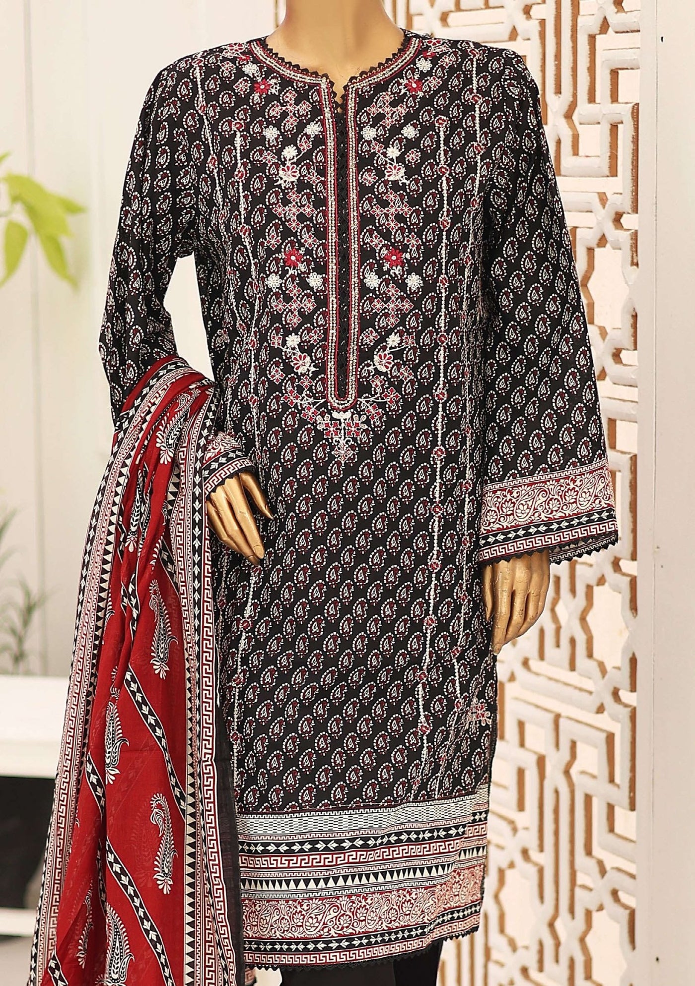 Bin Saeed Ready Made Embroidered Cotton Dress - db26761