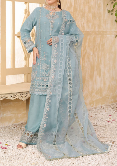 Bint - E - Noor Rania Embroidered Organza Dress - db29661