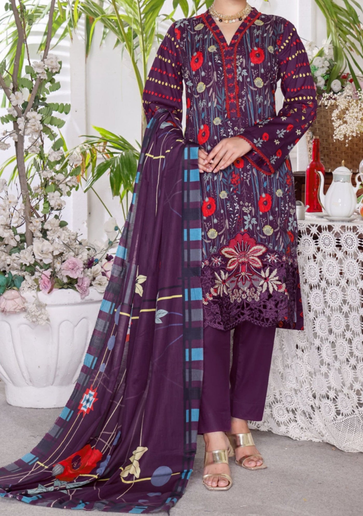 Dilkash Ready Made Embroidered Printed Lawn Dress - db26627