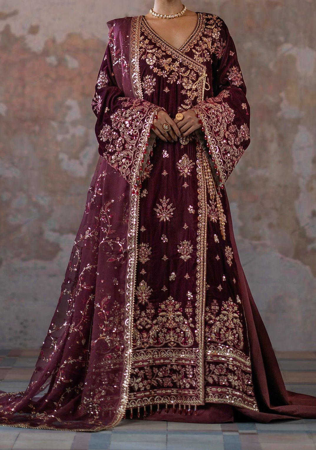 Emaan Adeel Saanjh Luxury Velvet Angrakha - db27590