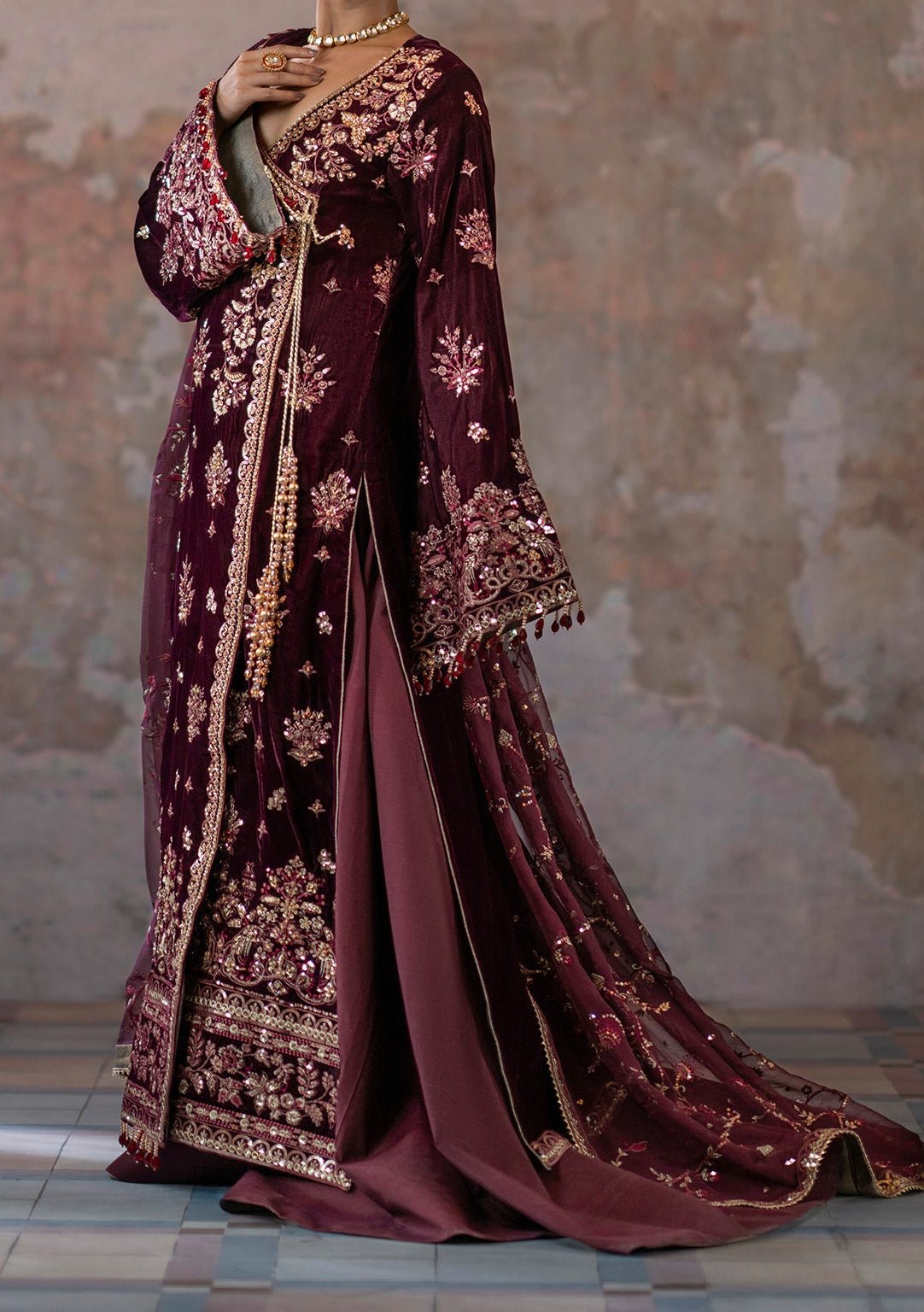 Emaan Adeel Saanjh Luxury Velvet Angrakha - db27590