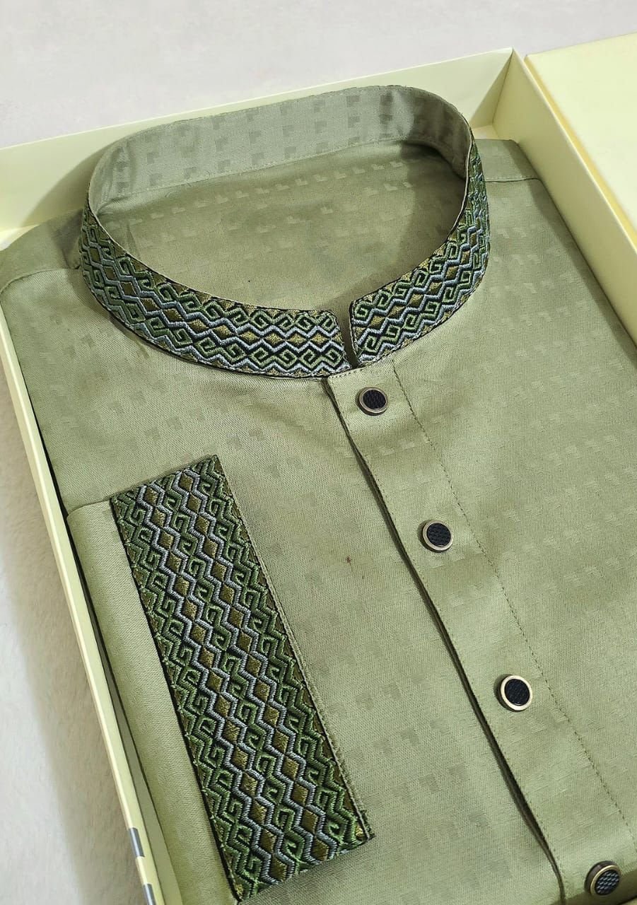 Embroidered Mixed Cotton Punjabi - db28572