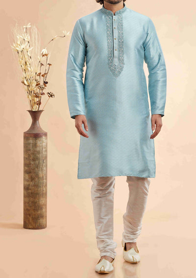 Embroidered Party Wear Jacquard Kurta Pajama Set - db28809