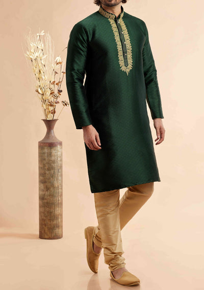 Embroidered Party Wear Jacquard Kurta Pajama Set - db28812