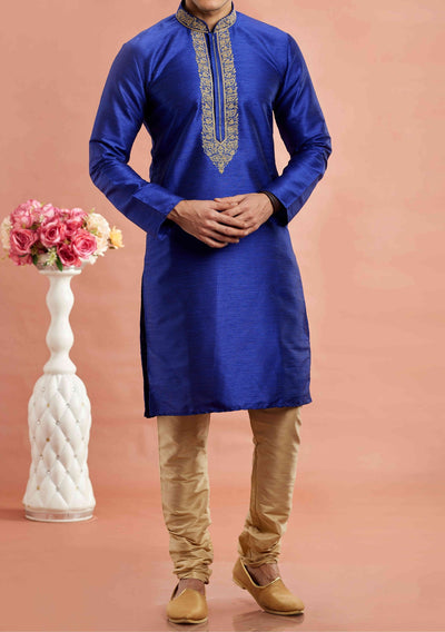 Embroidered Party Wear Jacquard Kurta Pajama Set - db28819