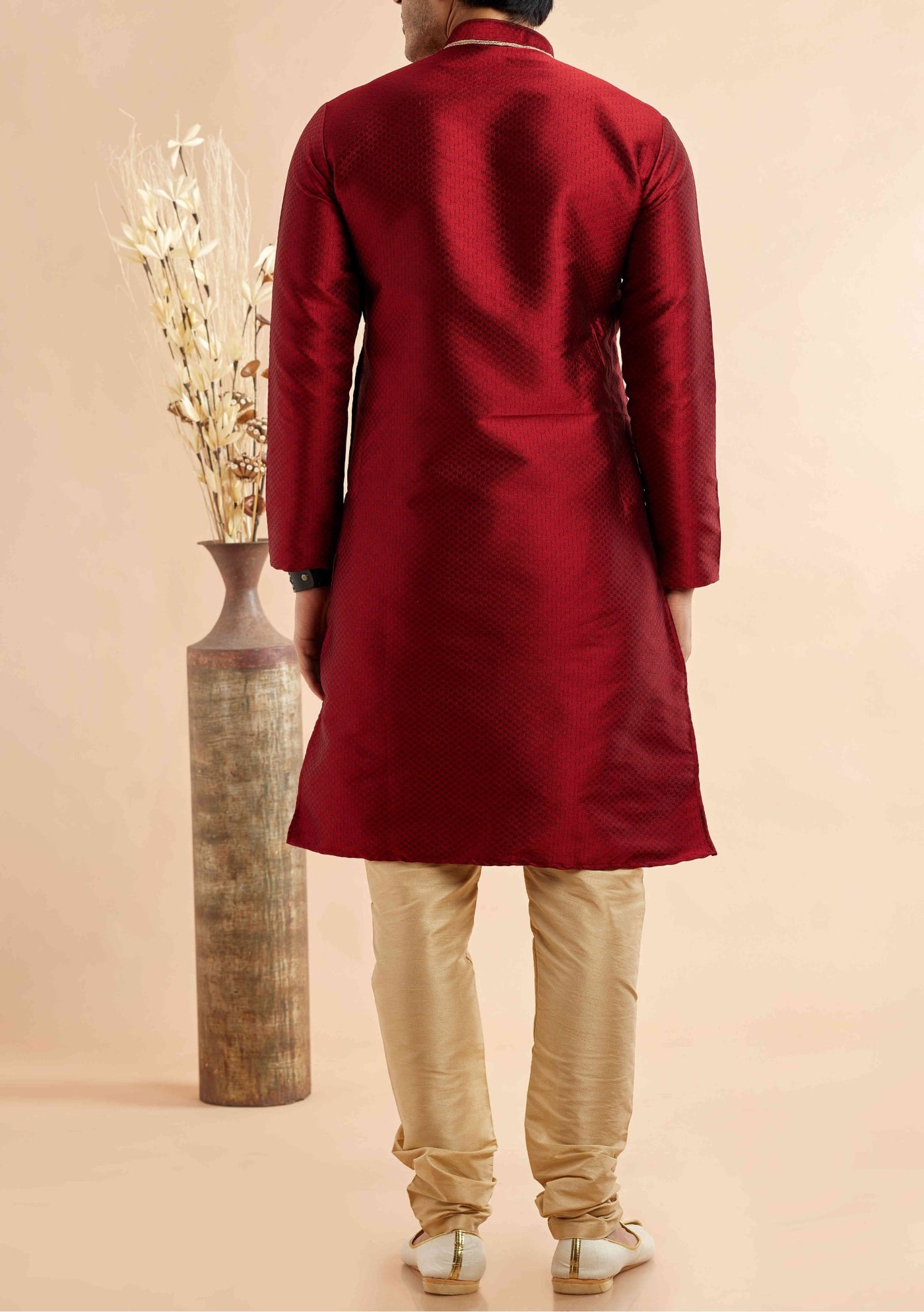 Embroidered Party Wear Jacquard Kurta Pajama Set - db28808