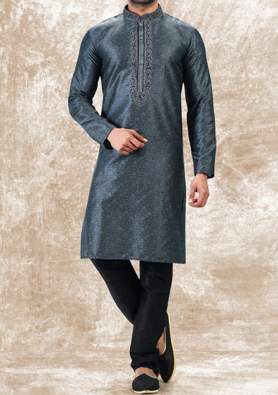 Embroidered Party Wear Jacquard Kurta Pajama Set - db27052