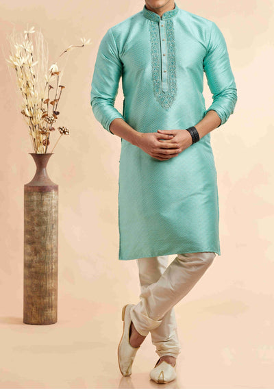 Embroidered Party Wear Jacquard Kurta Pajama Set - db28807