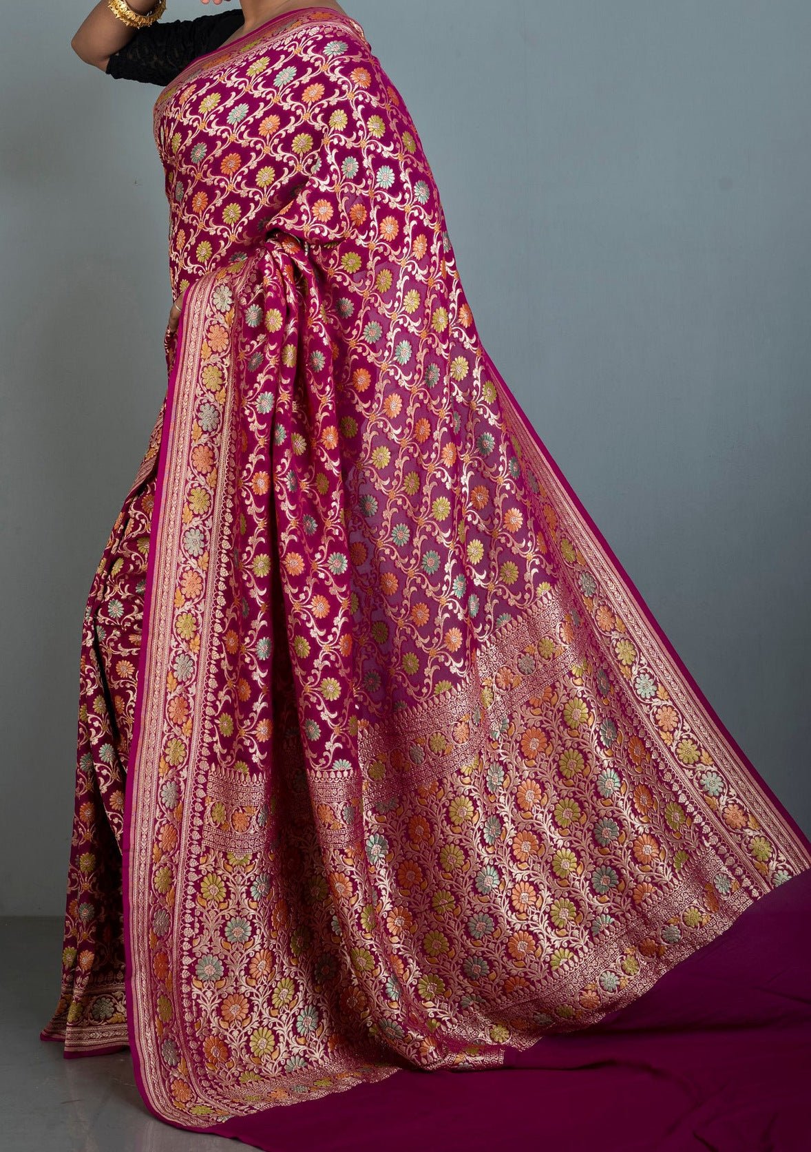 Exclusive Handwoven Khaddi Georgette Banarasi Saree - db27342