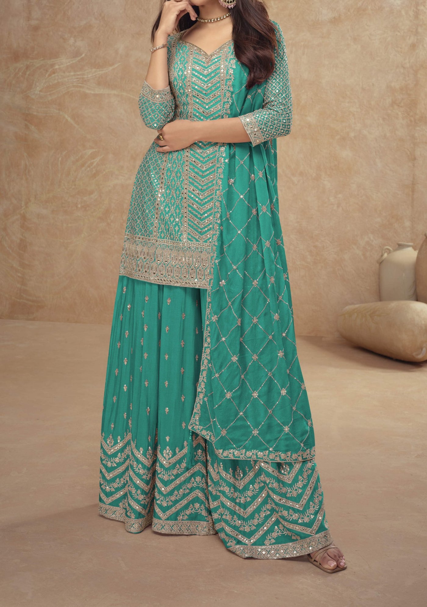 Gulkayra Palak Party Wear Palazzo Suit - db27995