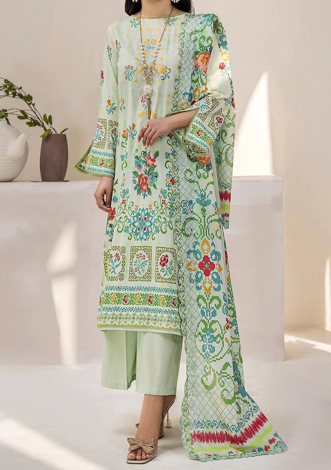 Gulljee Mahajal Ready Made Embroidered Lawn Dress - db26173