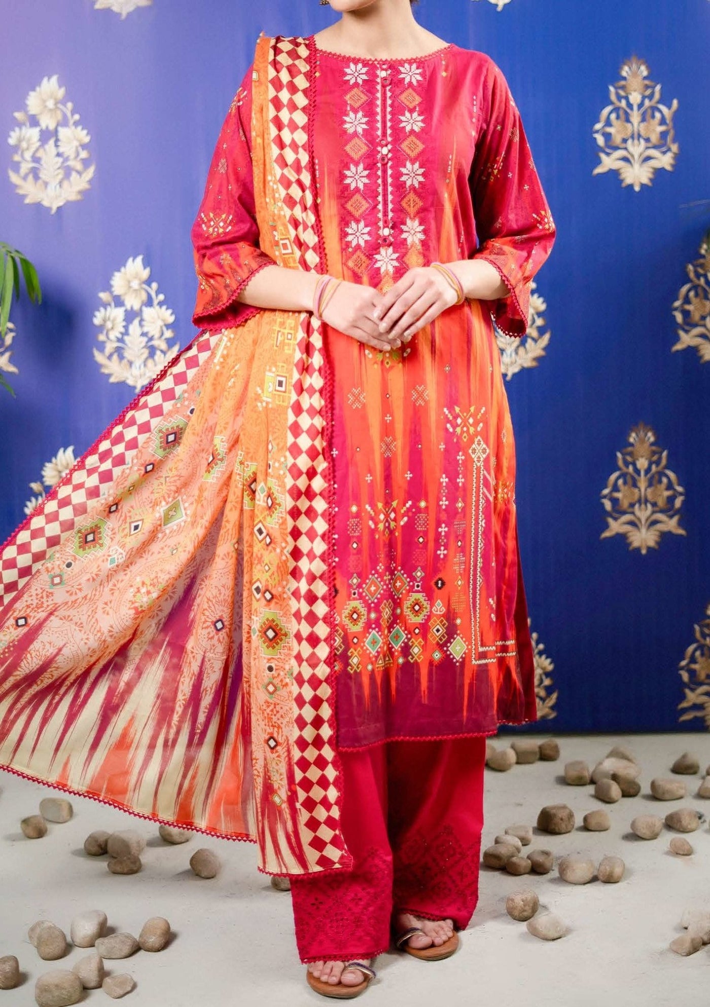 Gulljee Naqsh Ready Made Embroidered Printed Lawn - db26371