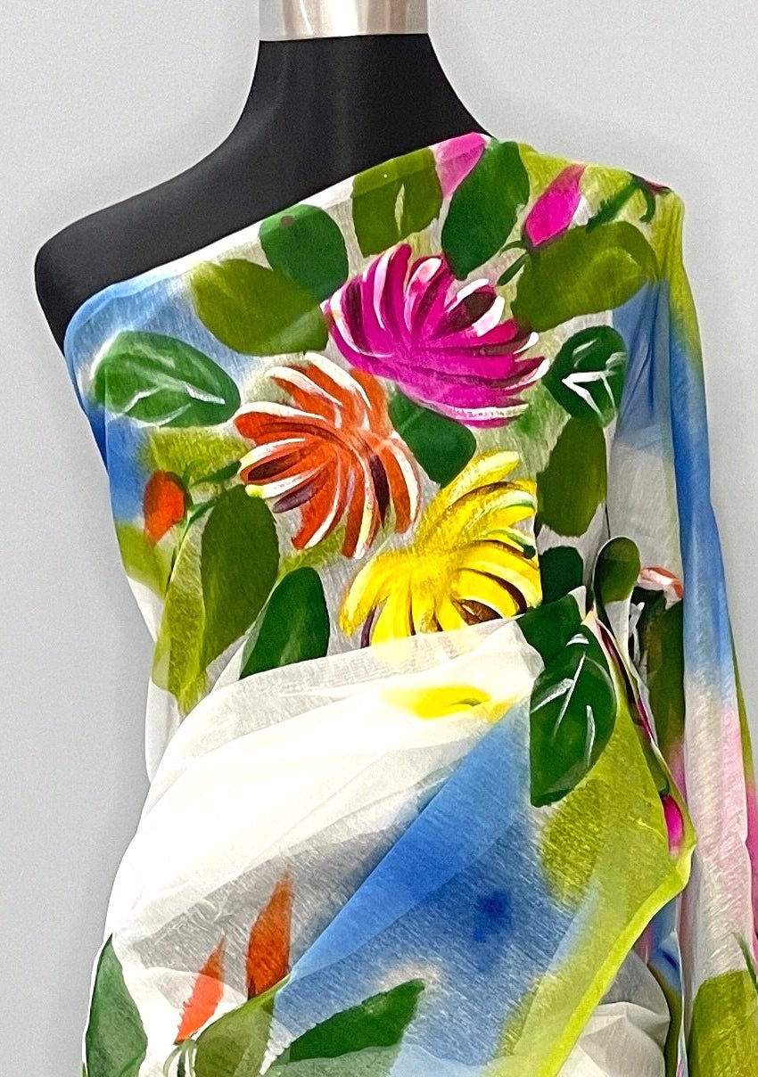 Hand Painted Mixed Cotton Saree - db26038