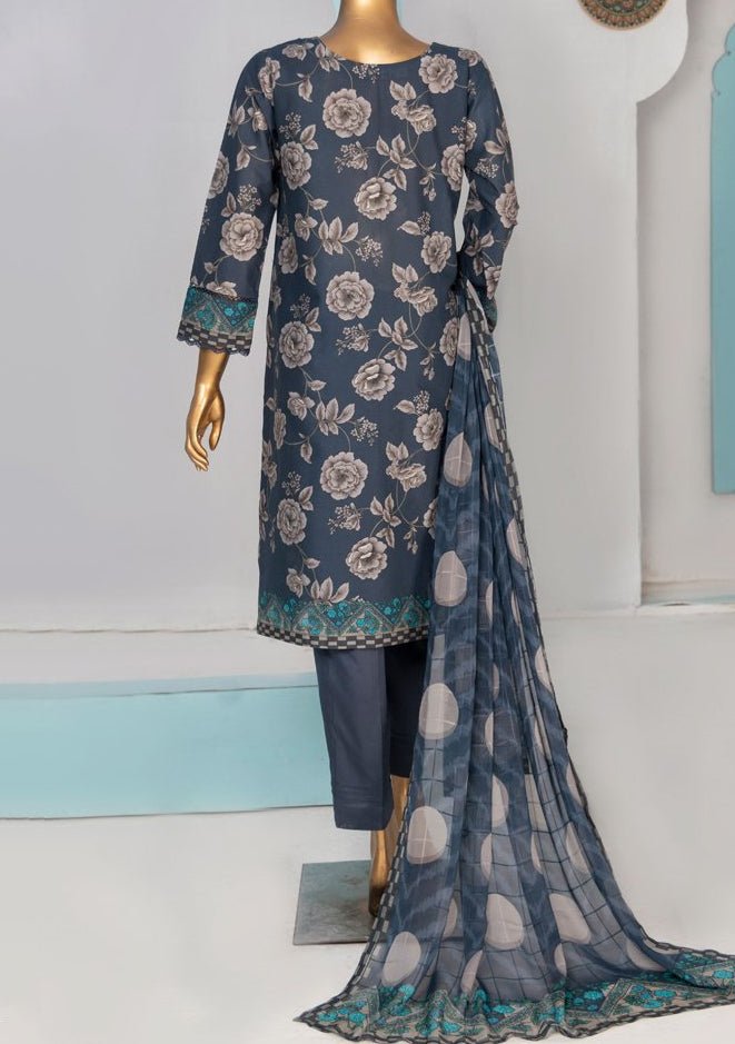 HZ Designer Heavy Embroidered Printed Lawn Dress - db26480
