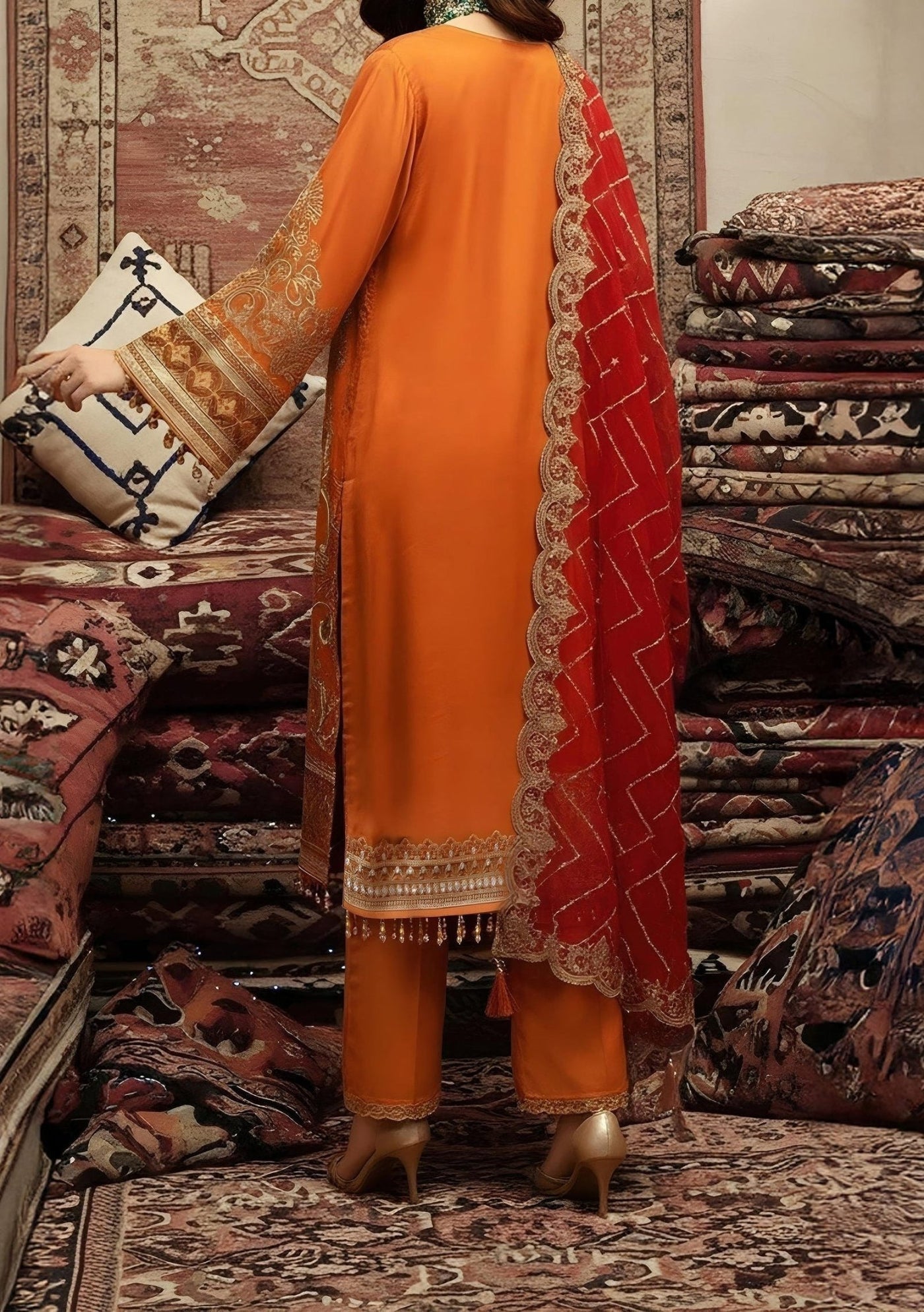 Imrozia Mehr e Mah Pakistani Luxury Chiffon Dress - db30342