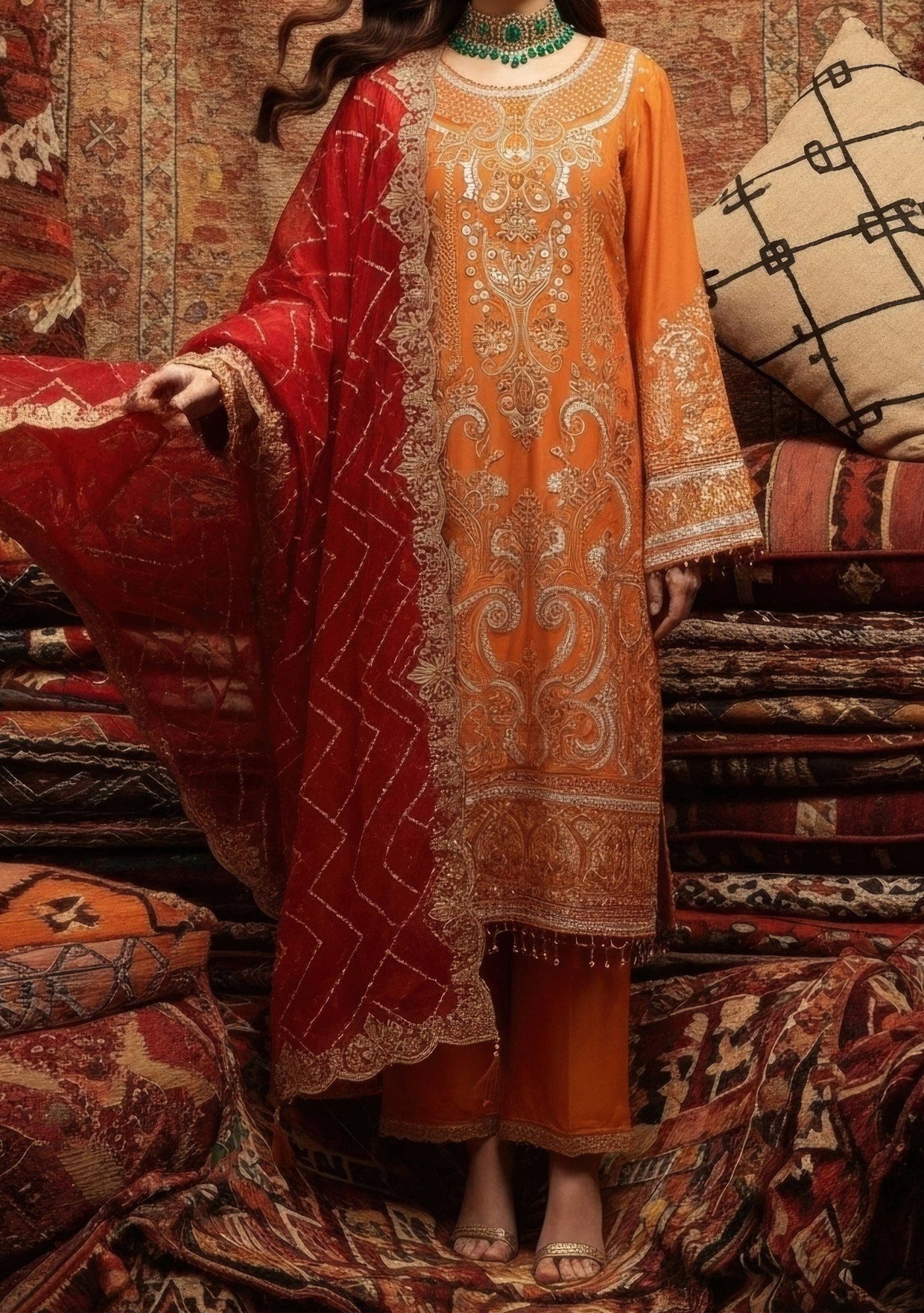 Imrozia Mehr e Mah Pakistani Luxury Chiffon Dress - db30342