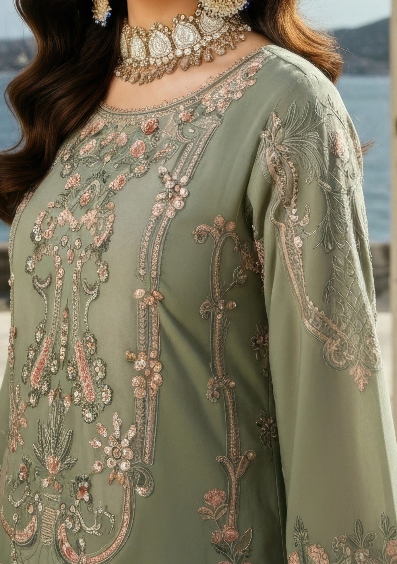 Imrozia Mehr e Mah Pakistani Luxury Chiffon Dress - db30343