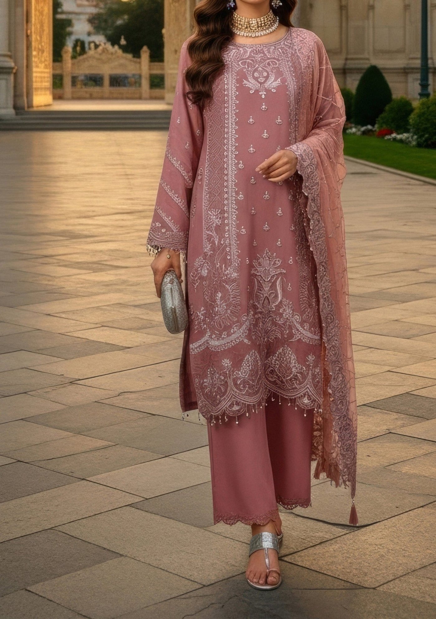 Imrozia Mehr e Mah Pakistani Luxury Chiffon Dress - db30345