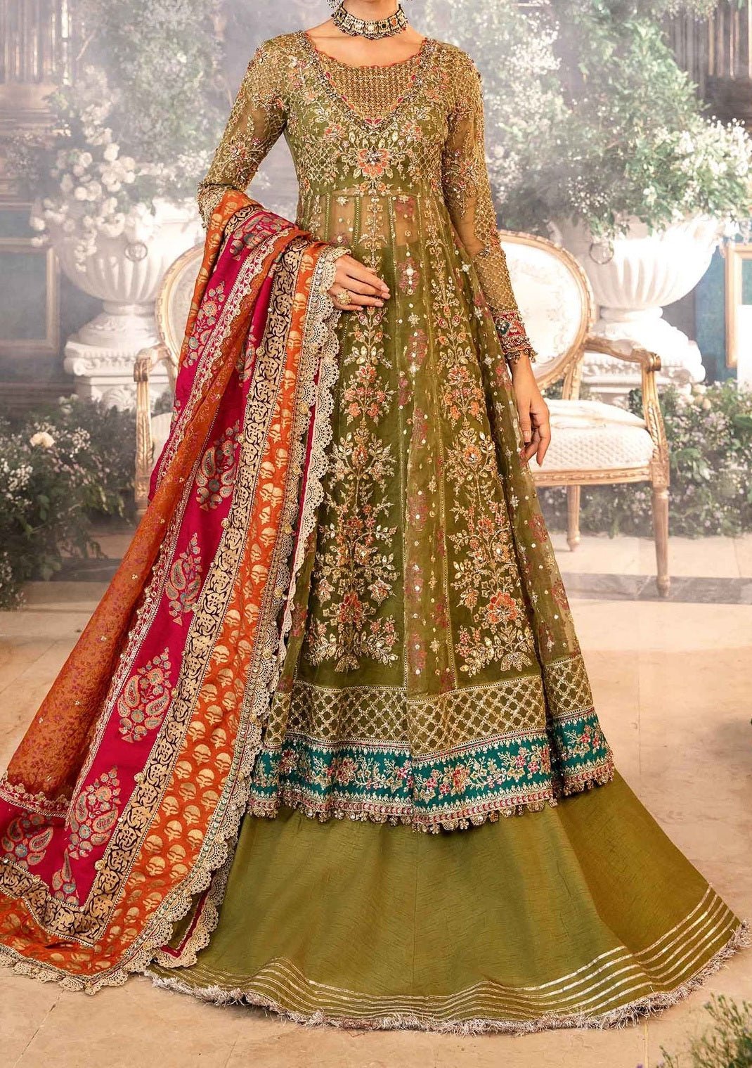 Maria.B Embroidered Pakistani Luxury Lehenga Suit - db27393