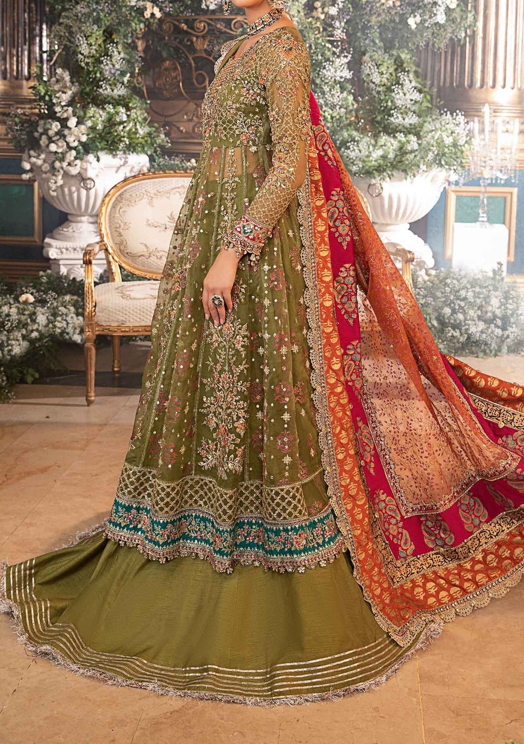 Maria.B Embroidered Pakistani Luxury Lehenga Suit - db27393
