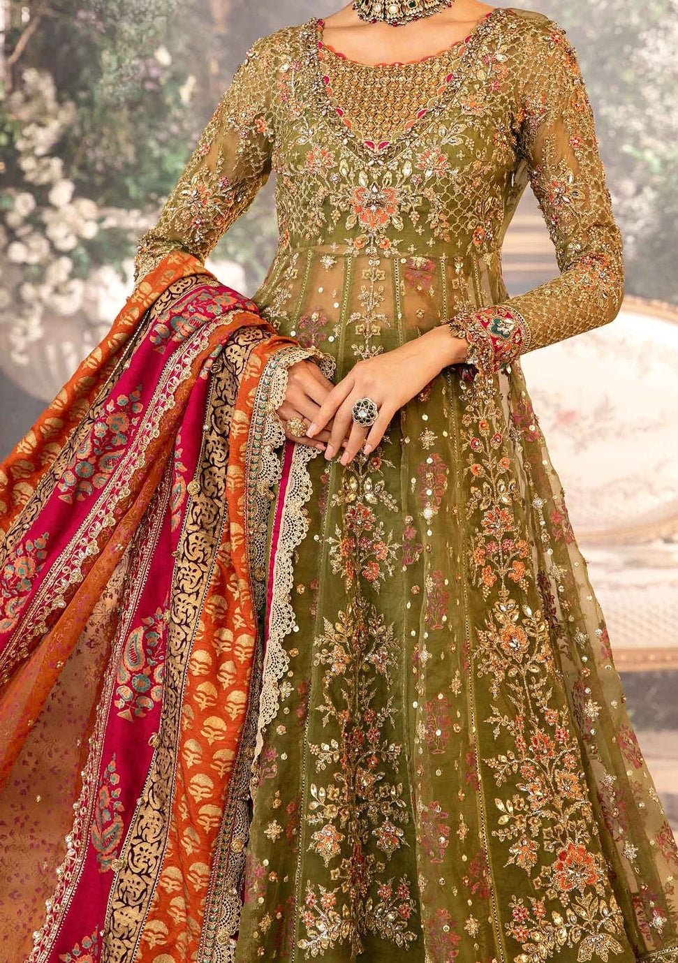 Maria.B Embroidered Pakistani Luxury Lehenga Suit - db27393