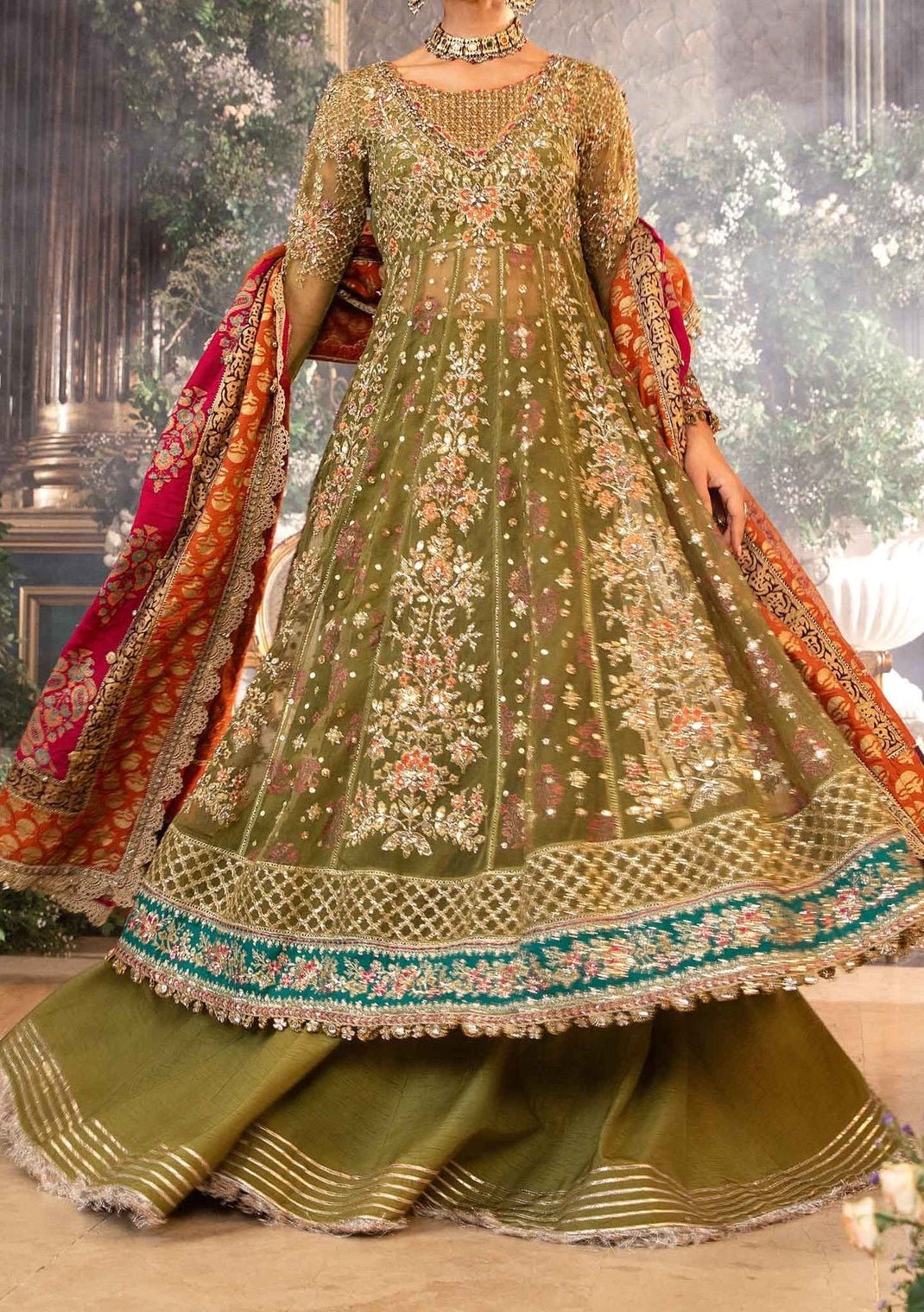 Maria.B Embroidered Pakistani Luxury Lehenga Suit - db27393