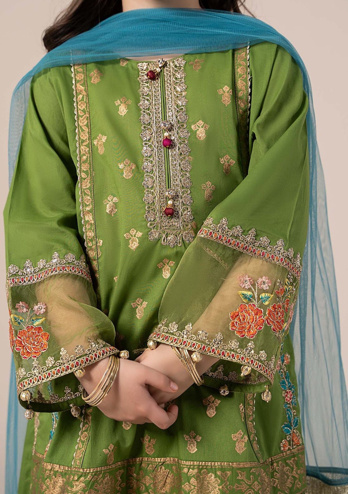 Maria.B Girl's Embroidered Sharara Suit - db28835