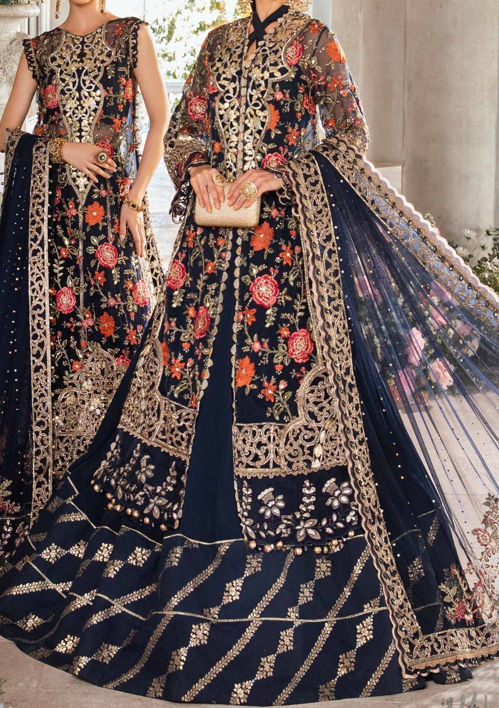 Maria.B Mbroidered Pakistani Luxury Organza Lehenga Suit - db26296