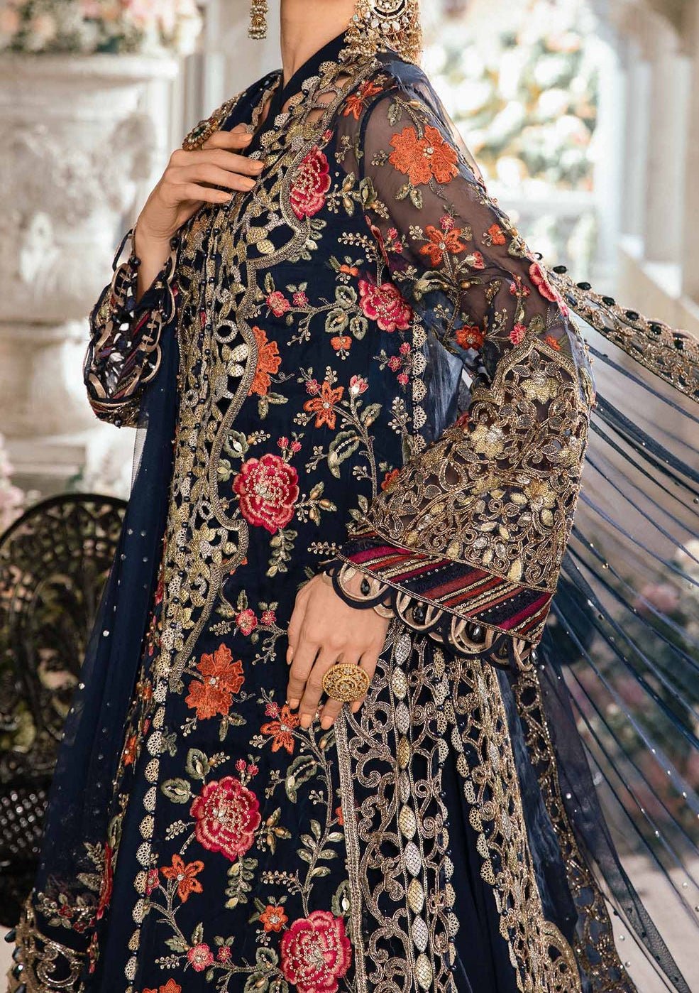 Maria.B Mbroidered Pakistani Luxury Organza Lehenga Suit - db26296