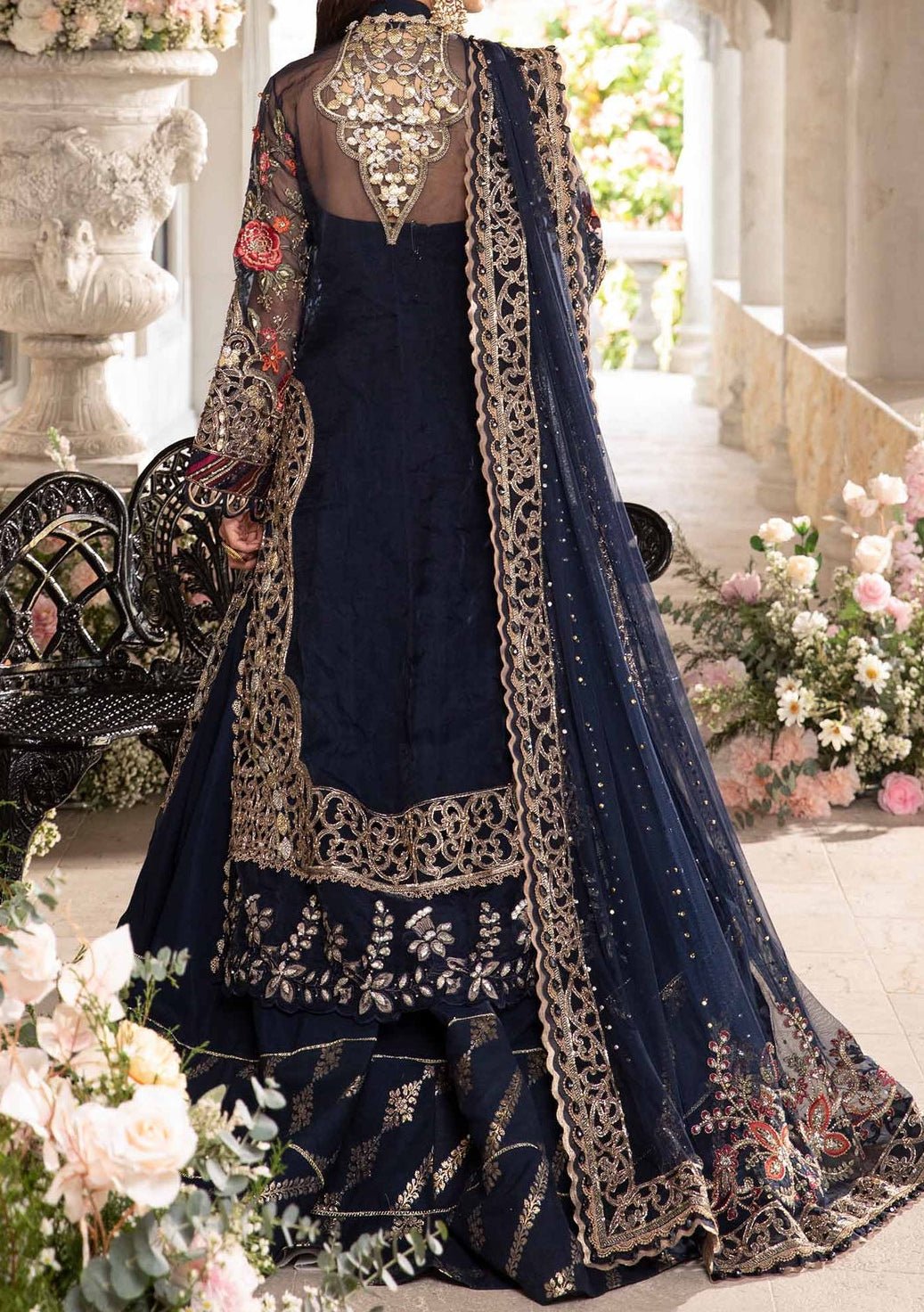 Maria.B Mbroidered Pakistani Luxury Organza Lehenga Suit - db26296