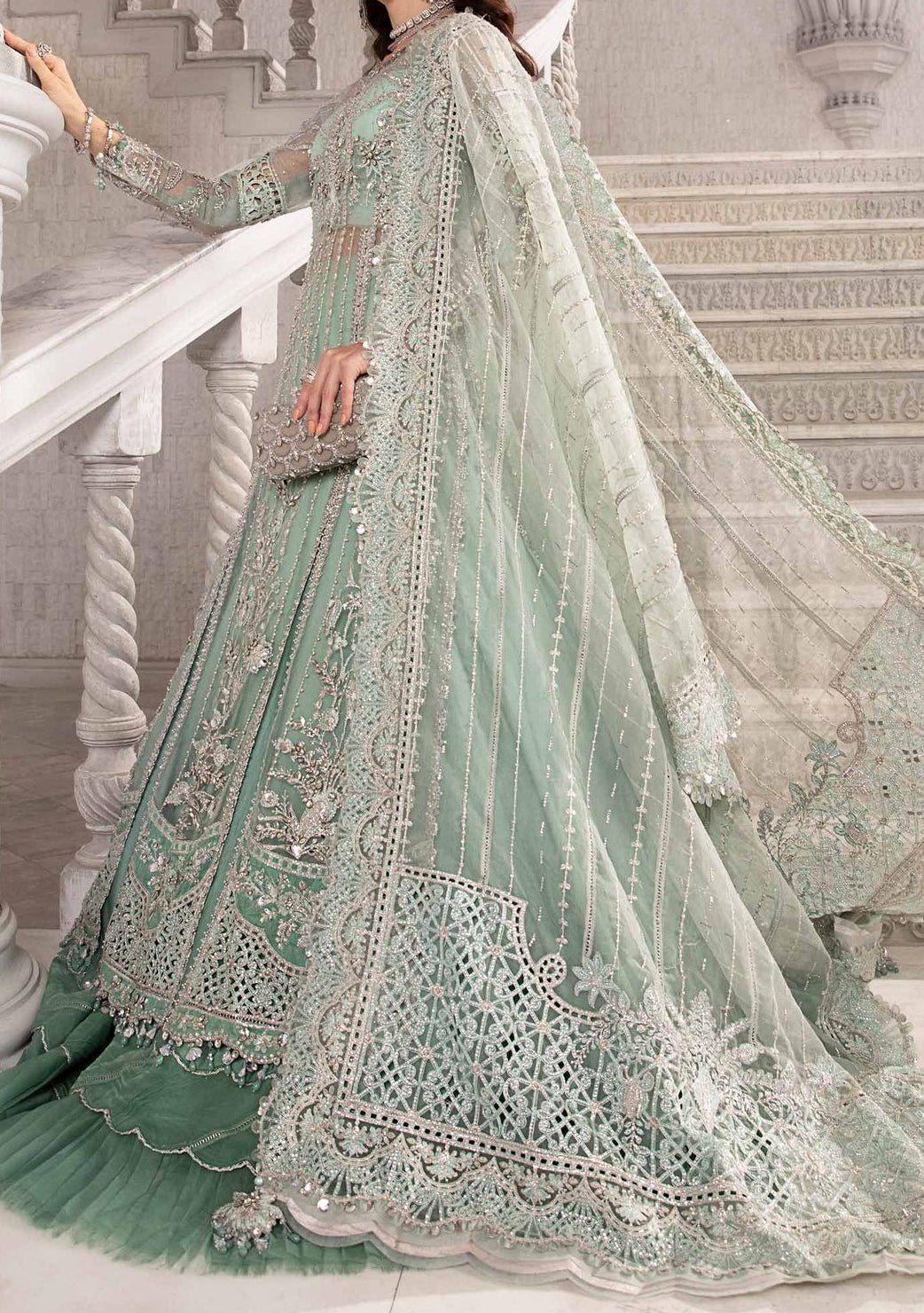 Maria.B Mbroidered Pakistani Organza Anarkali - db26291