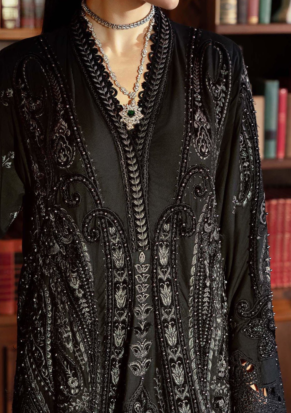 Maria.B Pakistani Luxury Embroidered Linen Suit - db30383