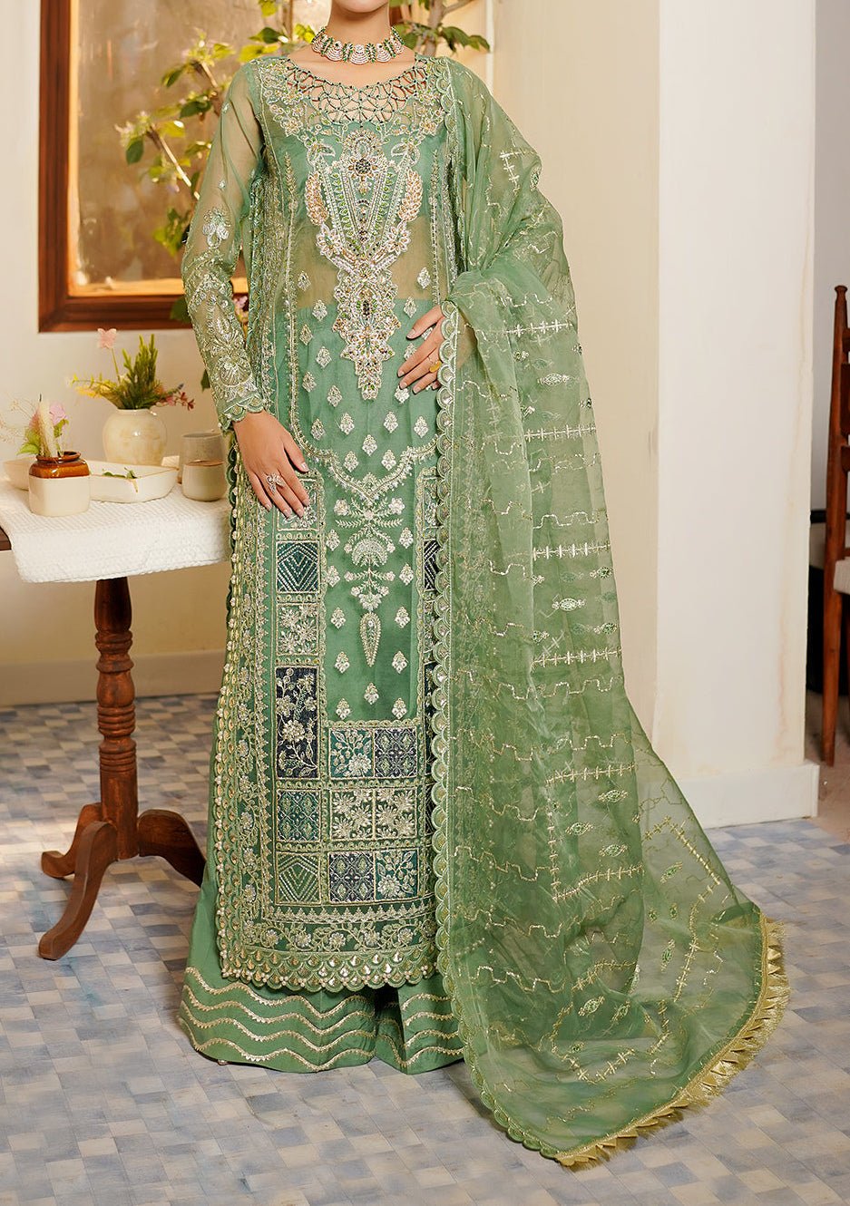 Maryam's Hayat Pakistani Luxury Organza Dress - db26846