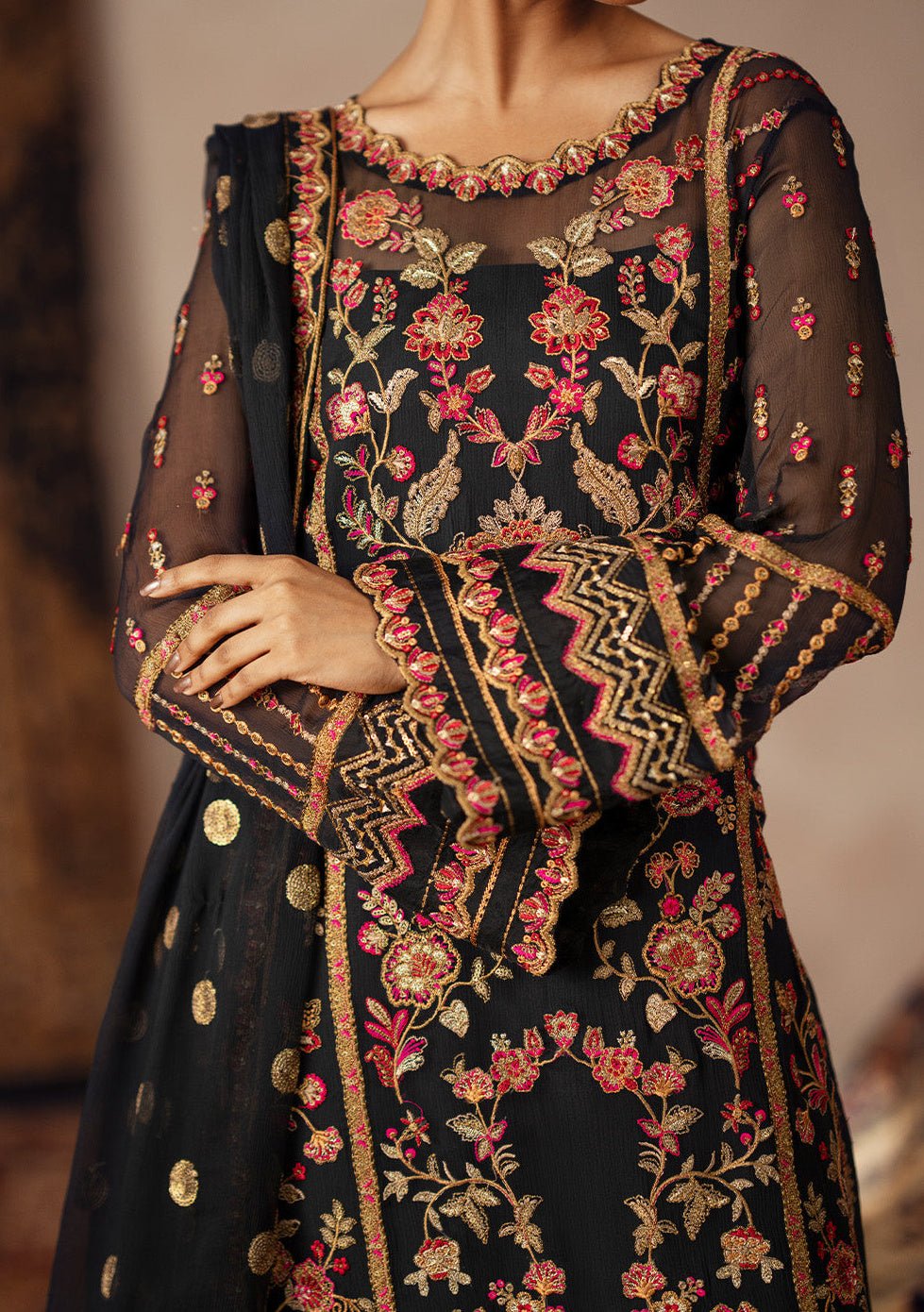 Maryum N Maria Azal Embroidered Chiffon Dress - db302670