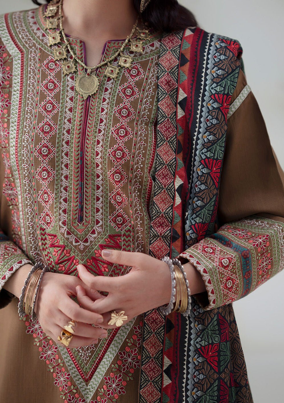 Maryum N Maria Noore Embroidered Khaddar Suit - db30166