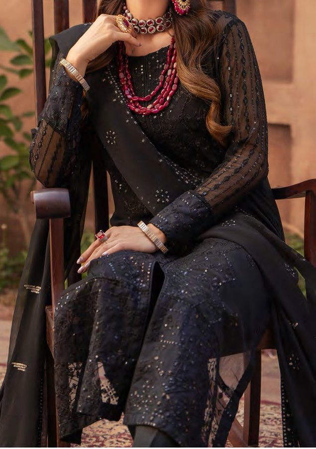 Merakish Heavy Embroidered Chiffon Dress - db27777