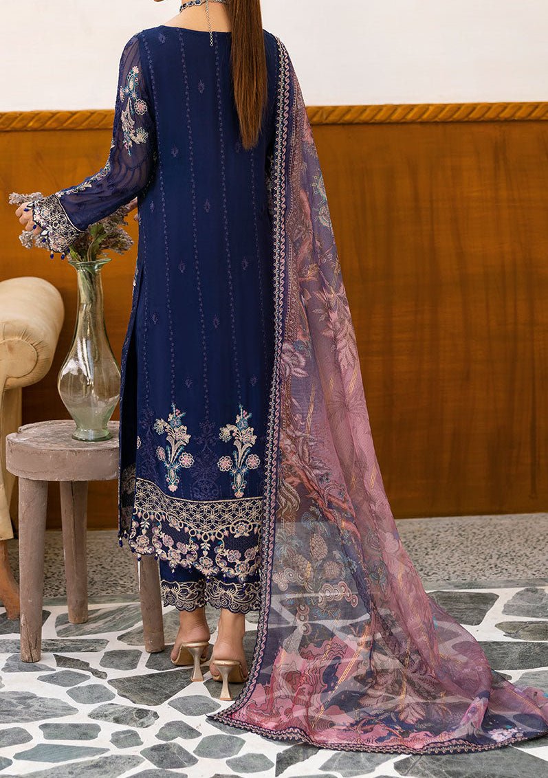 Ramsha Chevron Pakistani Embroidered Chiffon Dress - db28363