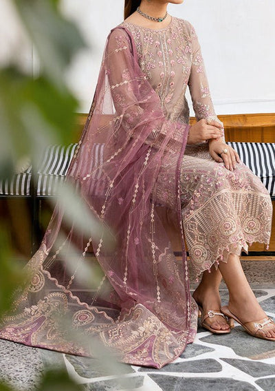 Ramsha Chevron Pakistani Embroidered Chiffon Dress - db28360