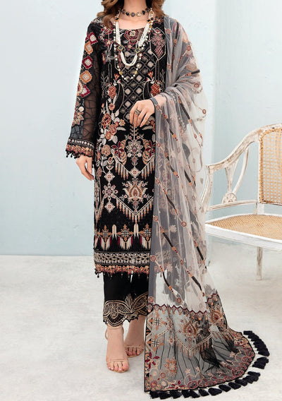 Ramsha Chevron Pakistani Luxury Chiffon Dress