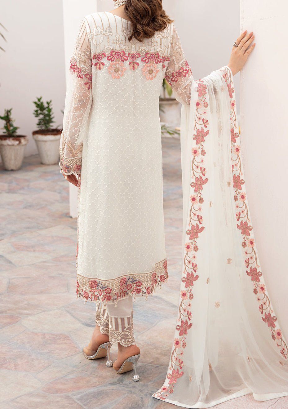 Ramsha Chevron Pakistani Luxury Chiffon Dress