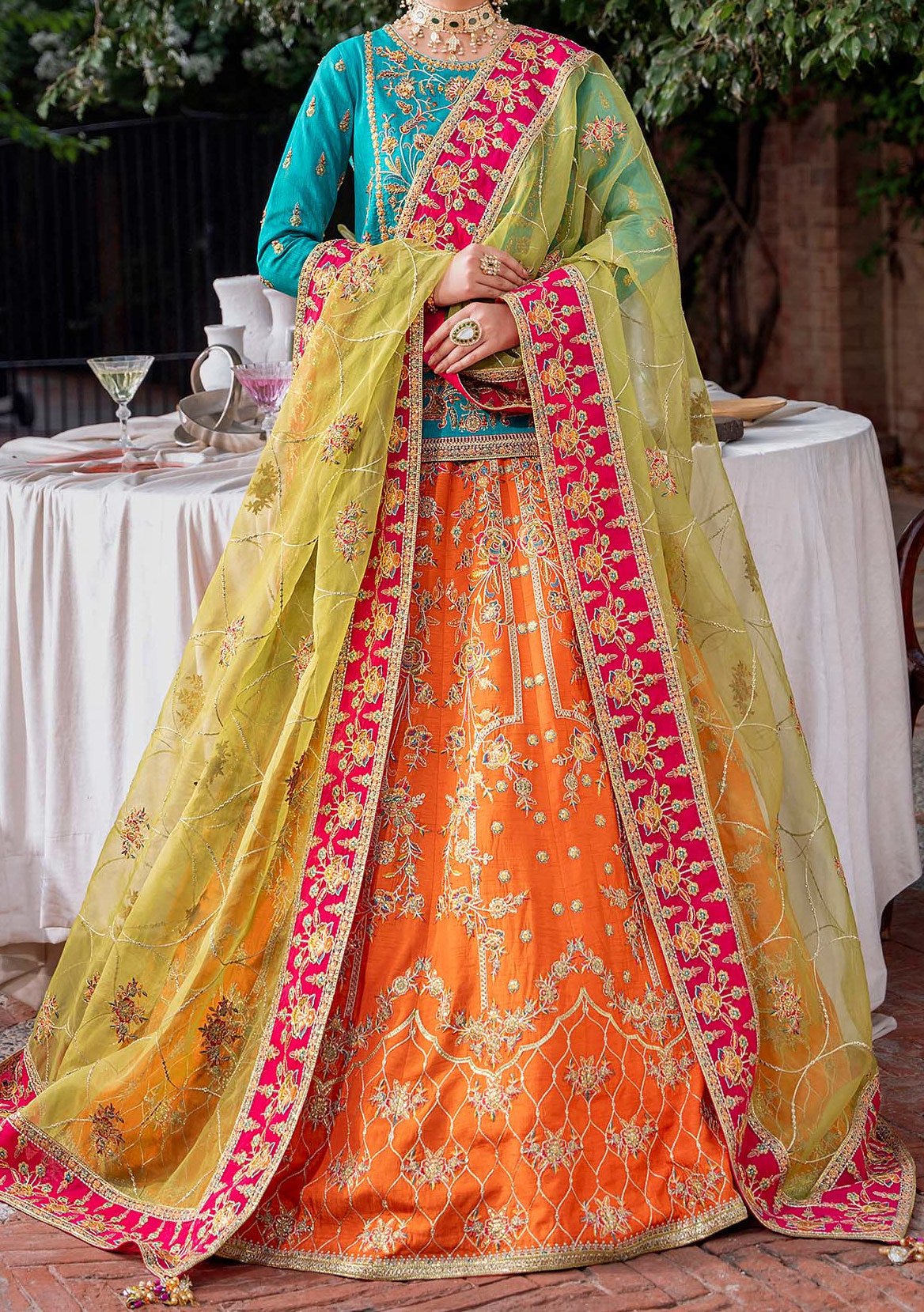 Akbar Aslam Maahru Pakistani Raw Silk Lehenga Choli - db24742