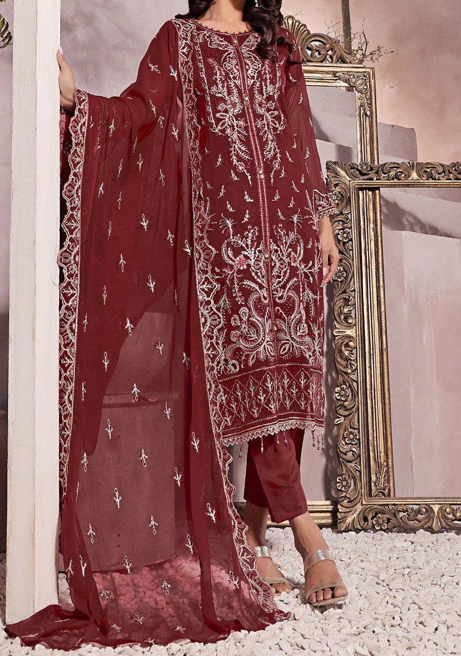 Bin Hameed Aleena Heavy Embroidered Chiffon Dress - db25135