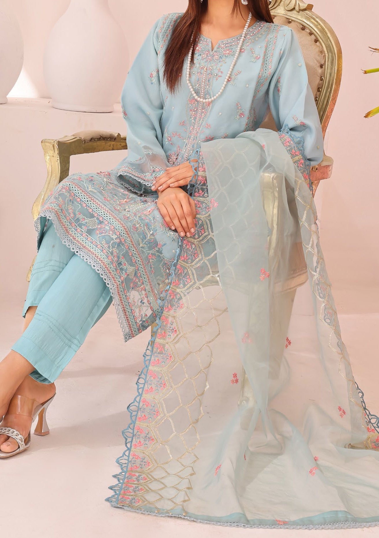 Bin Hameed Gul E Lala Heavy Embroidered Organza Dress - db25668