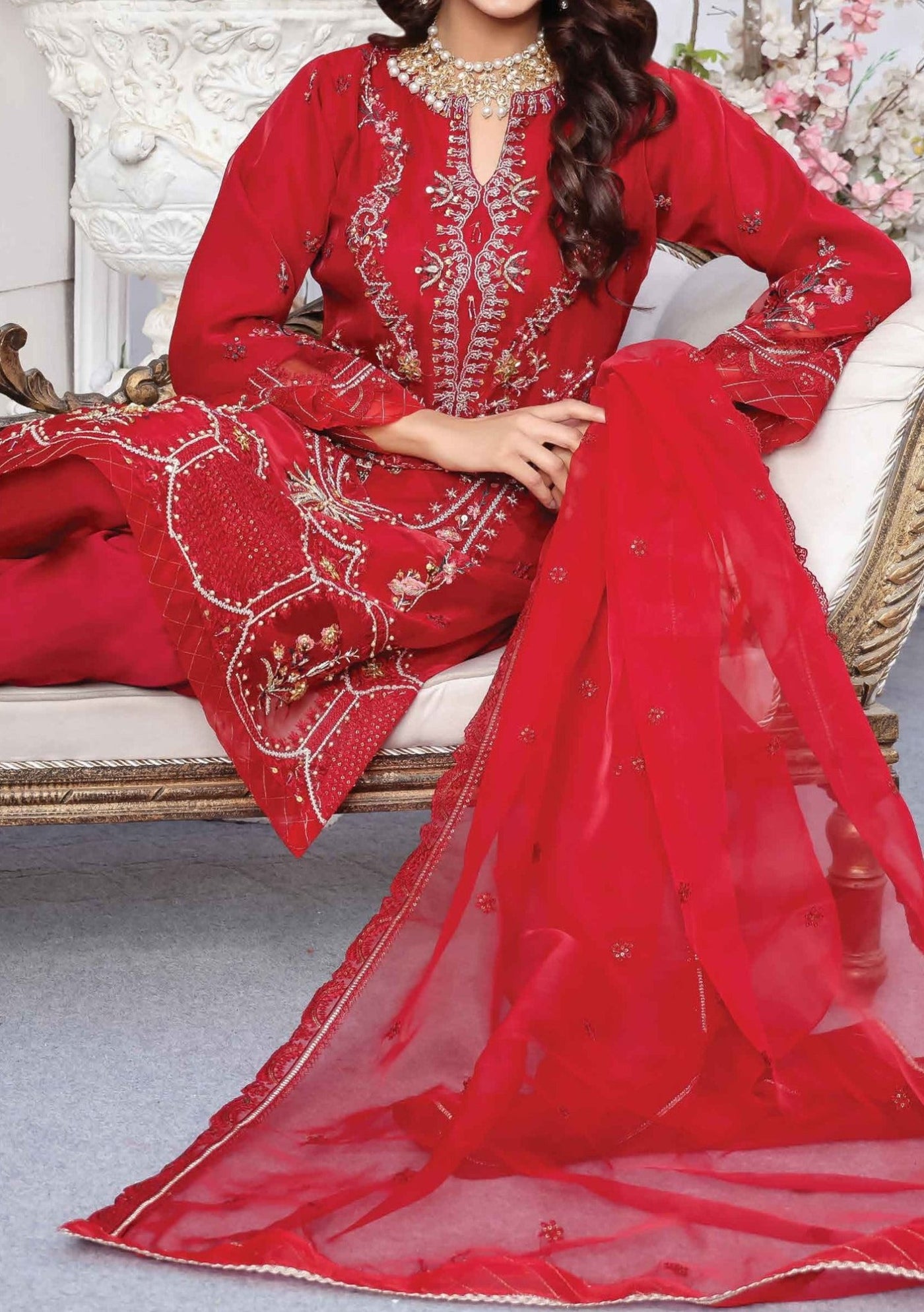 Bin Hameed Hadiya Heavy Embroidered Organza Dress - db25197