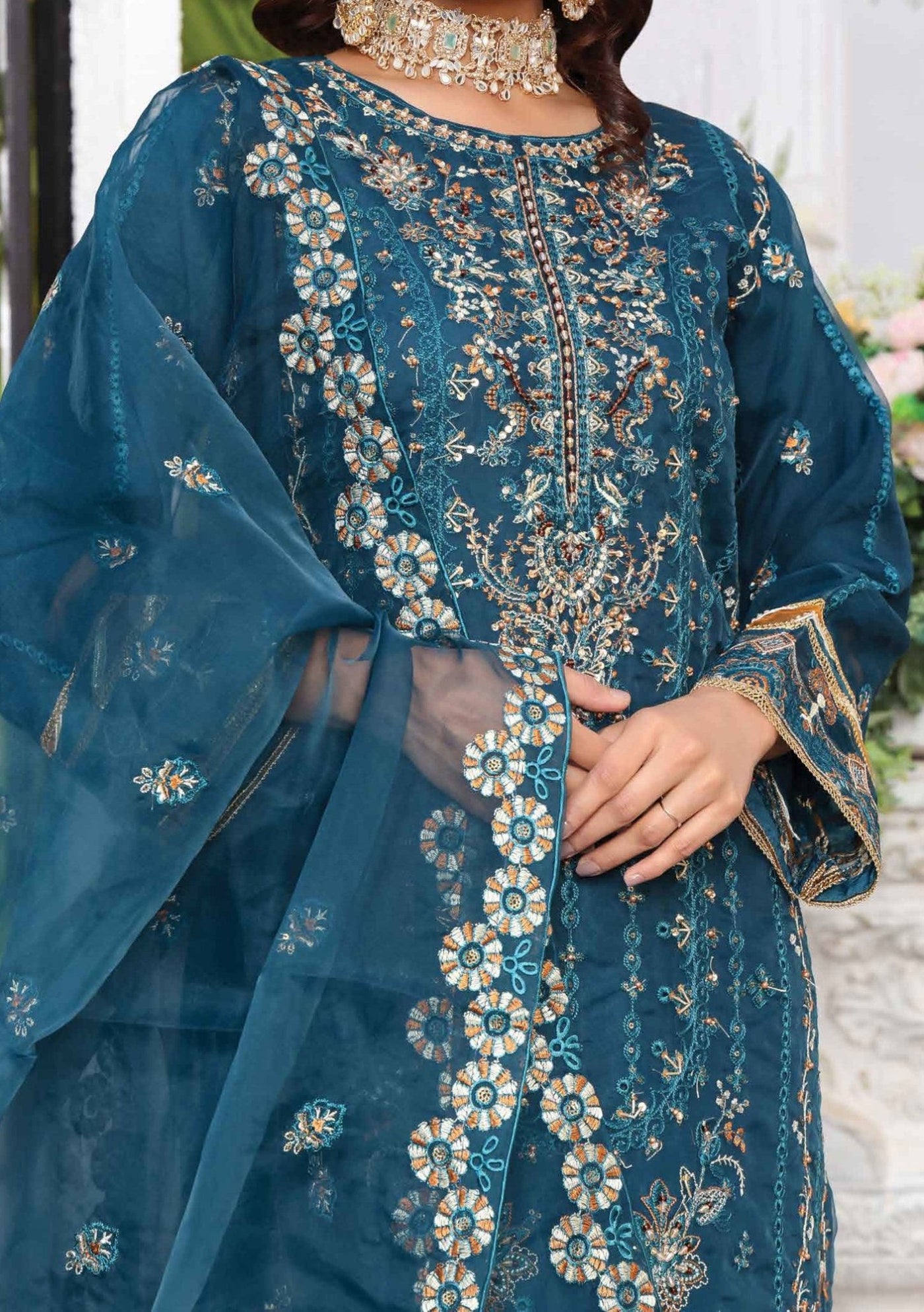 Bin Hameed Hadiya Heavy Embroidered Organza Dress - db25194