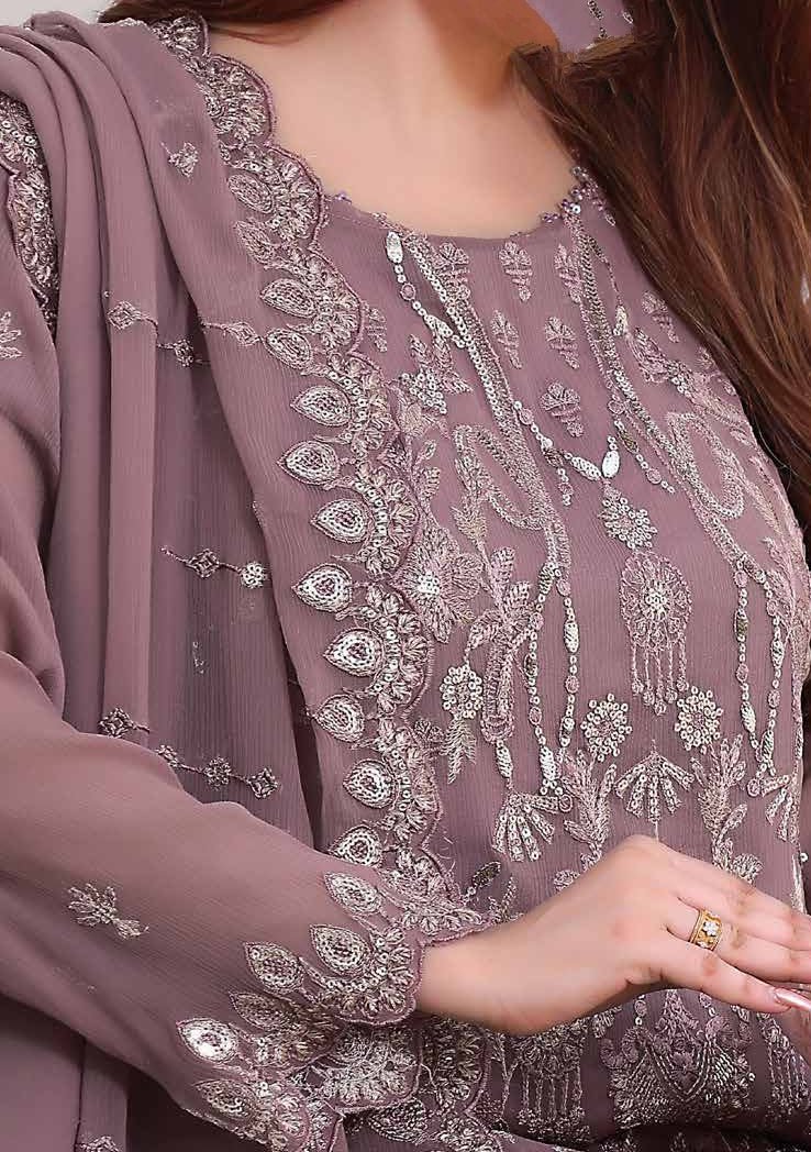 Bin Hameed Maahirah Heavy Embroidered Chiffon Dress - db25139