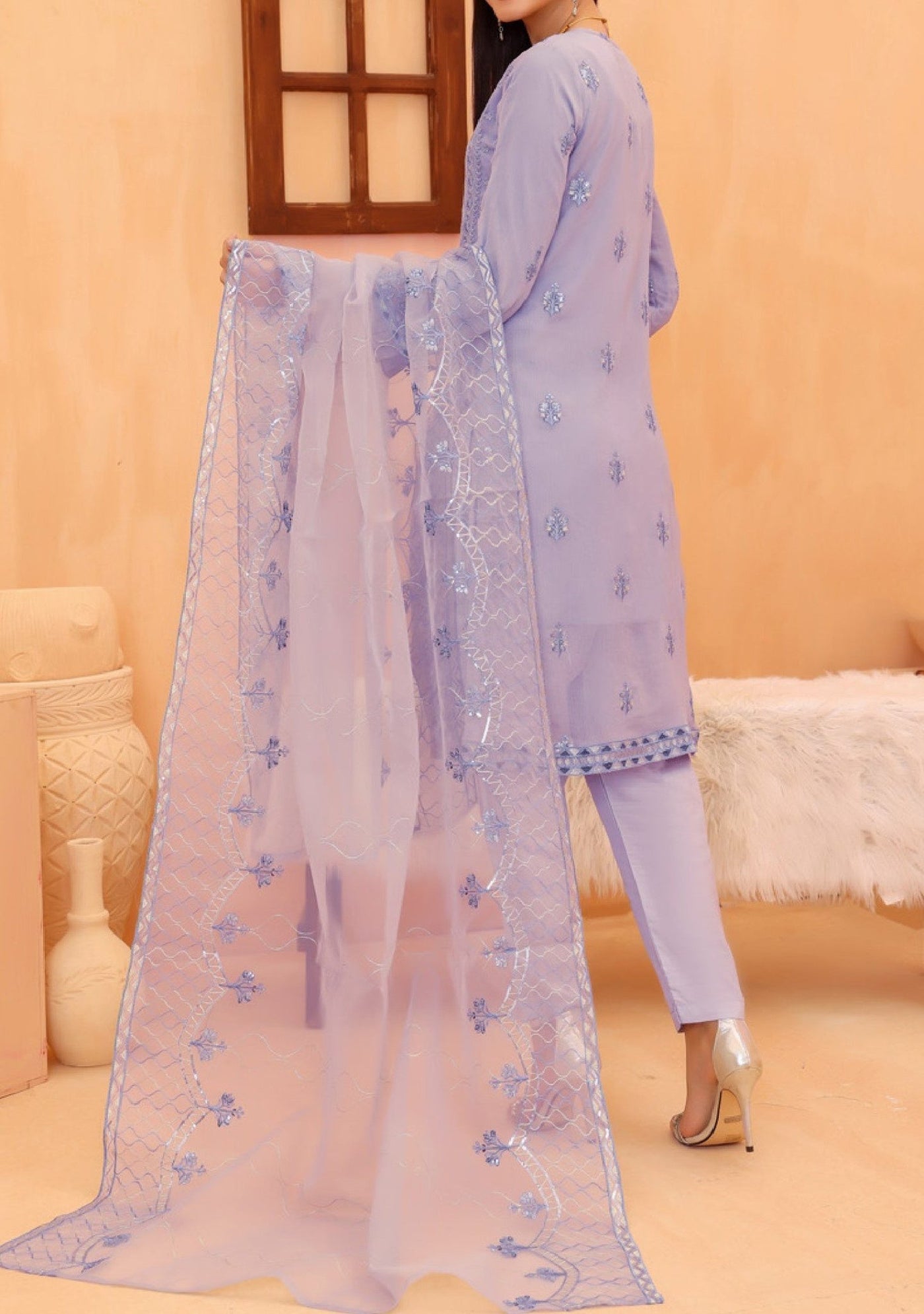 Bin Hameed Mahima Heavy Embroidered Chiffon Dress - db25333