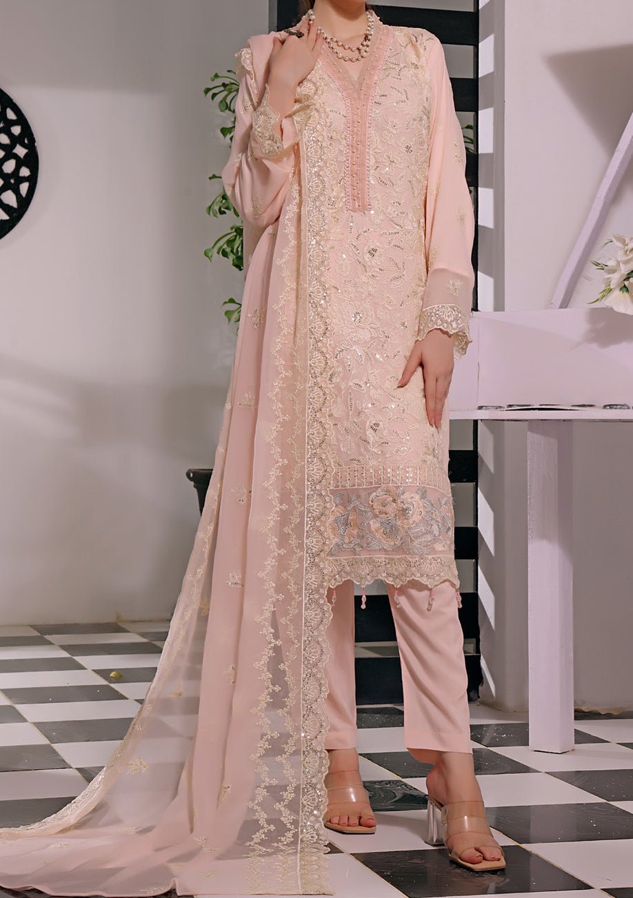 Bin Hameed Ready Made Heavy Embroidered Chiffon Dress - db24555